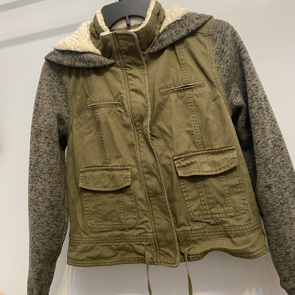 Wallflower green and gray jacket.